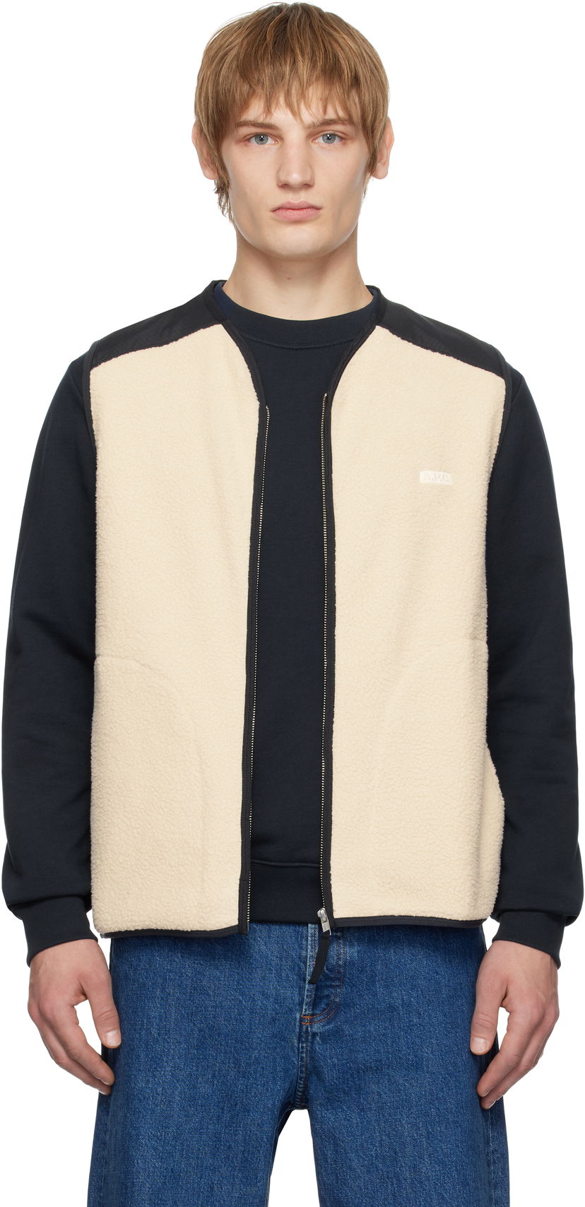 Жилет A.P.C. Fleece & Nylon Panel Vest бежевий | PSAIF-M32006