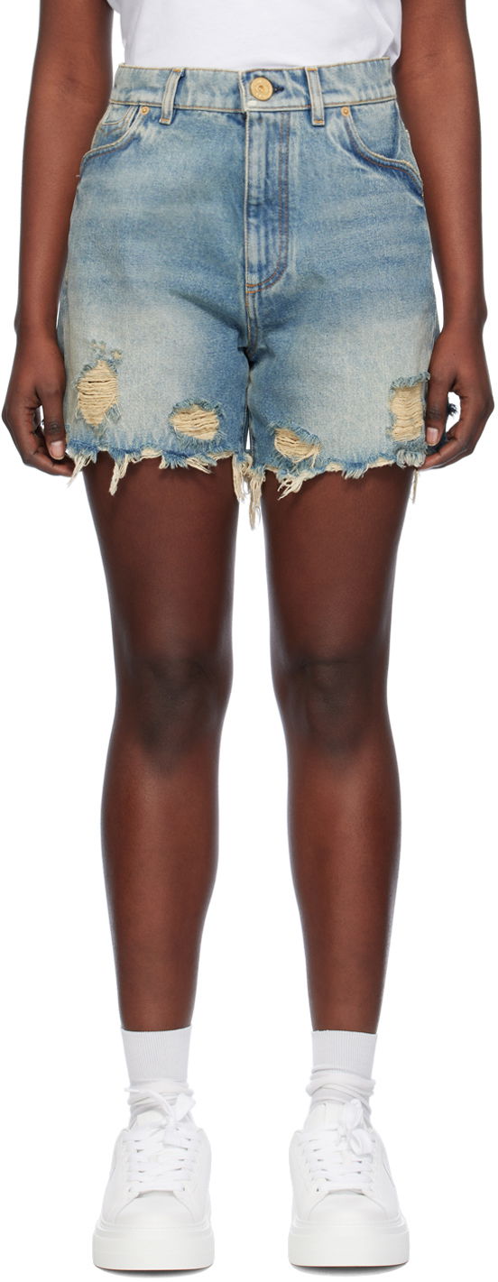 Шорти Balmain Vintage Denim Shorts Синій | CF1MA120DE04