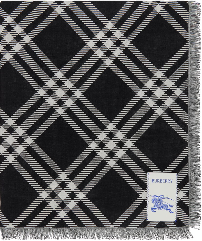 Шарф Burberry Burberry Wide Check Wool Silk Scarf чорний | 8110162