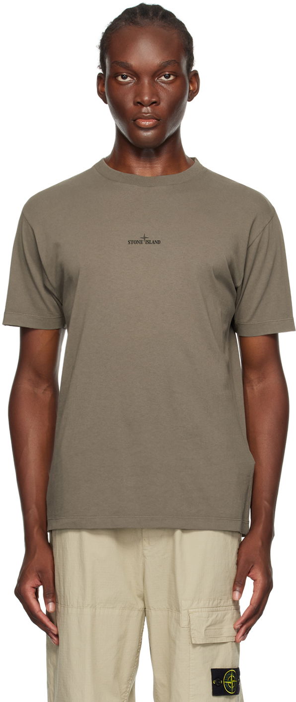 Футболка Stone Island Khaki Institutional Four T-Shirt Сірий | 81152NS81