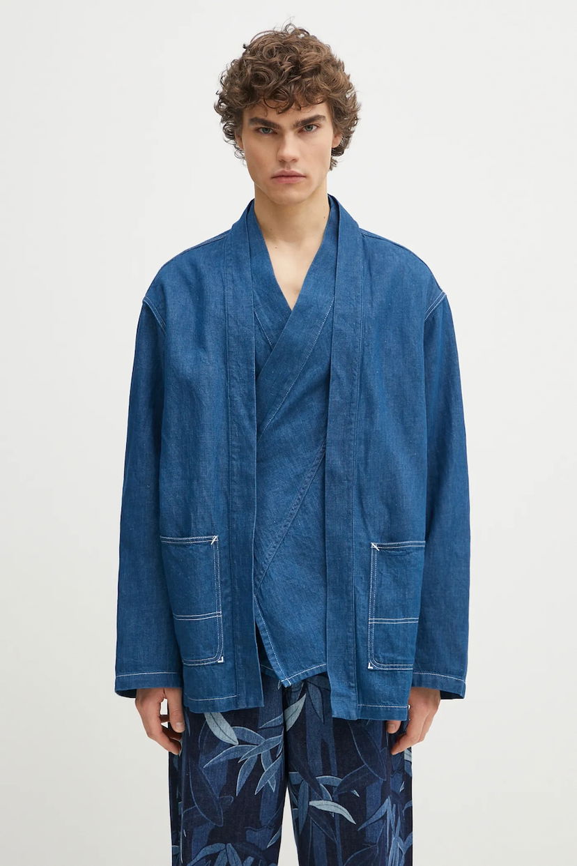 Куртка KENZO Kenzo Denim Linen Blend Jacket Синій | FF55DV1436T1.DM