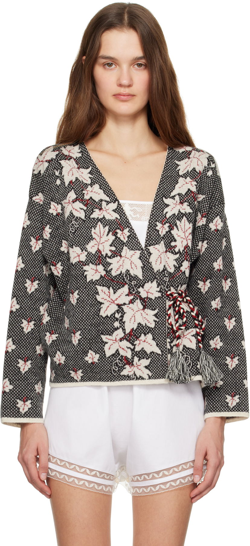 Cветр Bode Maple Jacquard Cardigan чорний | WRF24KT008