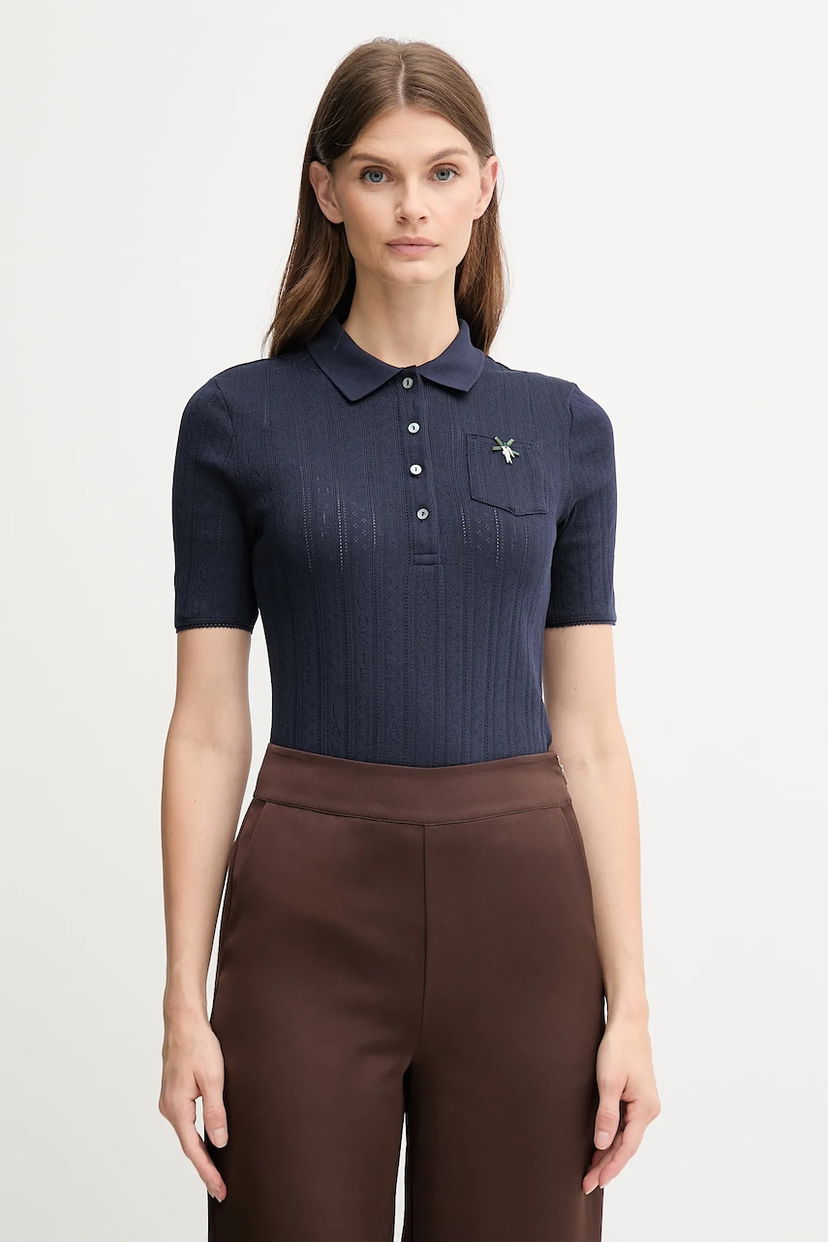 Сорочка поло Lacoste Fitted Ribbed Short-Sleeve Polo Shirt темно-синій | DF5296