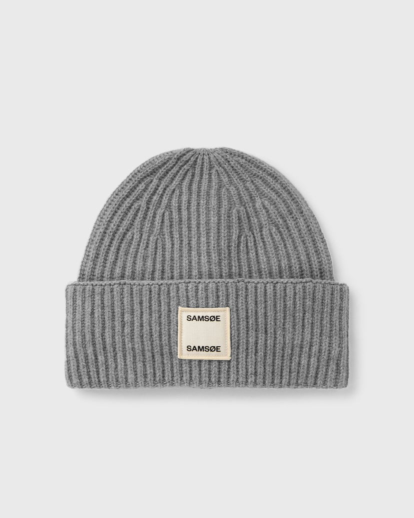 Шапка Samsoe Samsoe Samsøe & Samsøe Ribbed Knit Beanie Сірий | F24300118-DARK_GREY_MEL