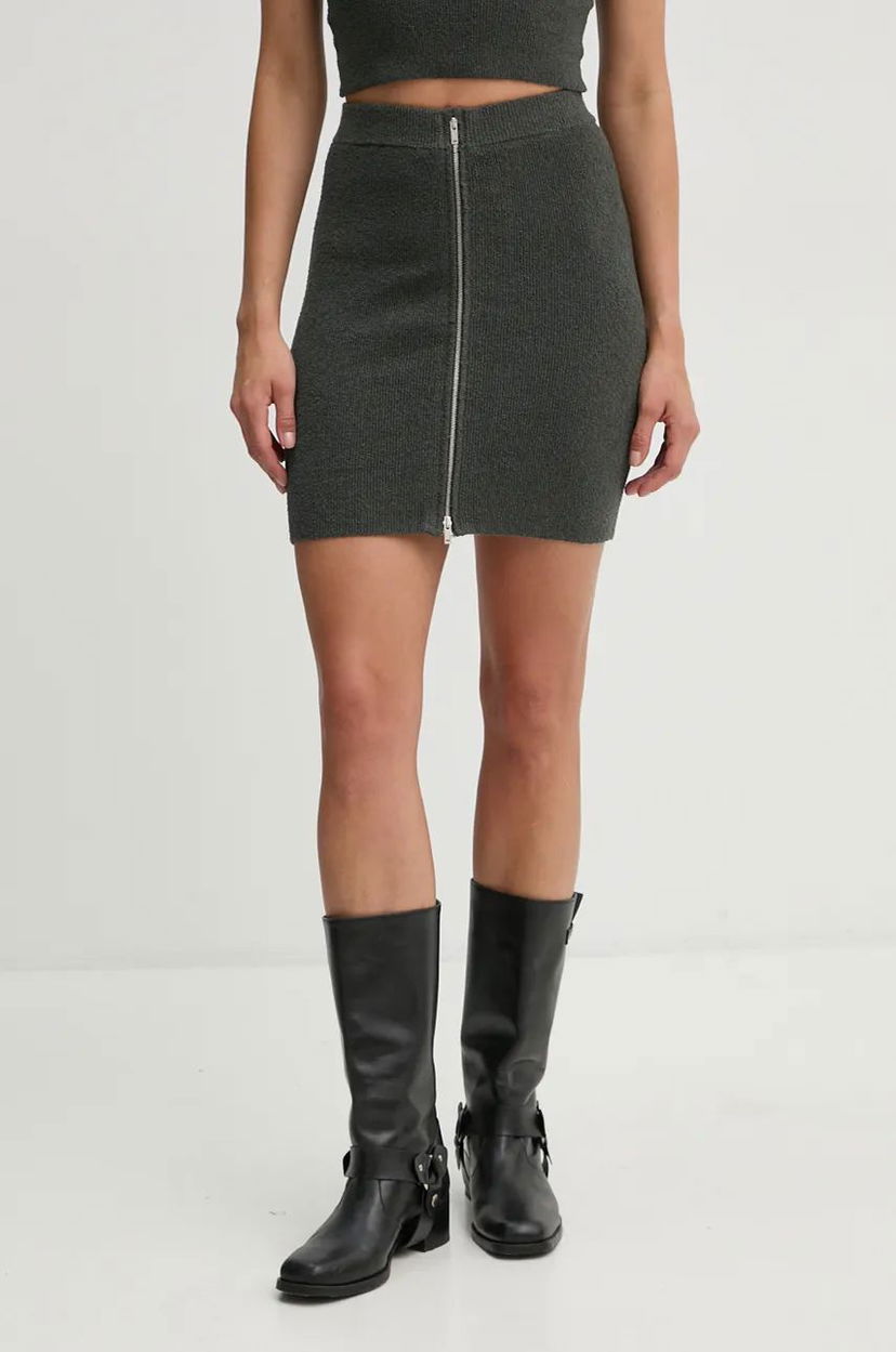 Спідниця Nanushka Textured Mini Skirt with Front Zip Зелений | NW24PFSK23494