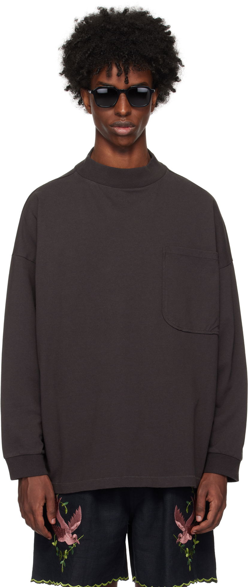 Cветр Bode Bode Barry Mockneck T-Shirt Коричневий | MRF24CS027