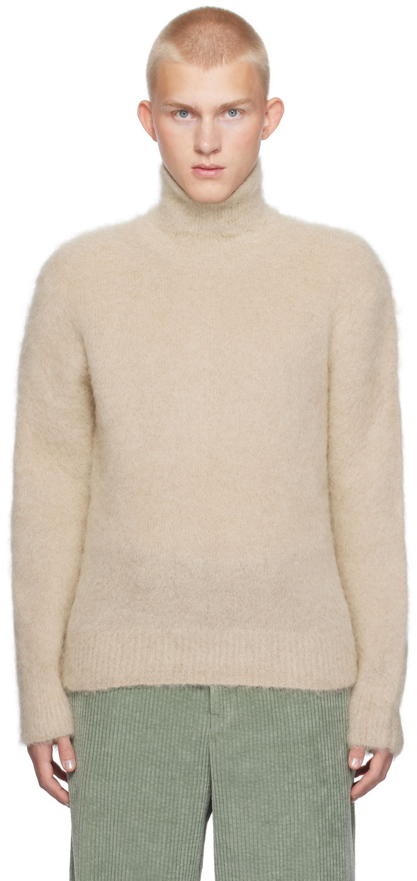 Cветр AMI Alpaca Mohair Brushed Turtleneck бежевий | HKS447.KN0056