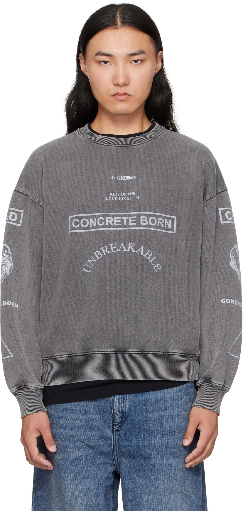 Світшоти Han Kjøbenhavn Han Kjobenhavn Graphic Printed Crewneck Sweatshirt Сірий | M-134728