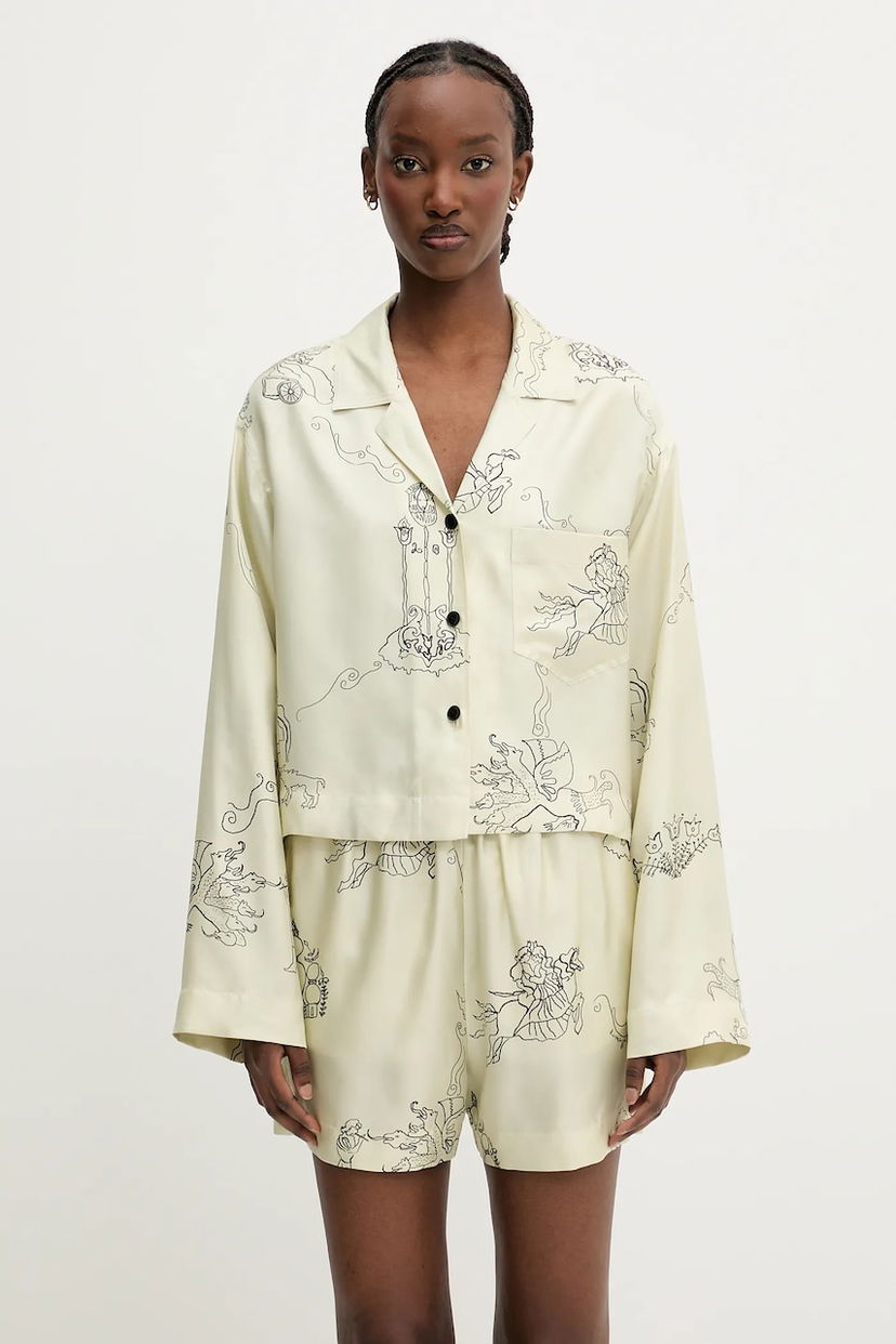 Шорти Nanushka Nanushka Vally Relaxed Silk Pajama Set бежевий | NW25SSTP31250