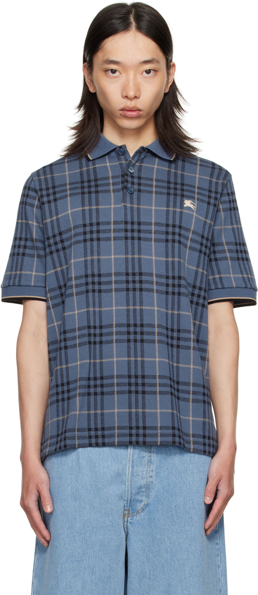 Сорочка поло Burberry Burberry Check Cotton Polo Синій | 8110104