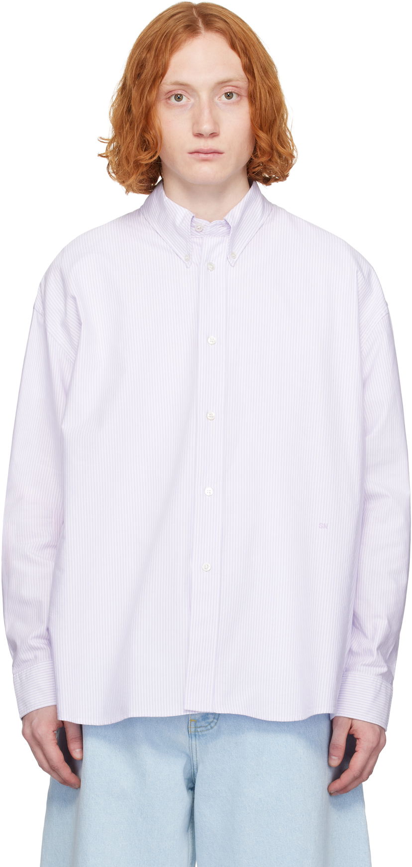 Сорочка Studio Nicholson Studio Nicholson Ruskin Striped Shirt Фіолетовий | RUSKIN SNM - 1152