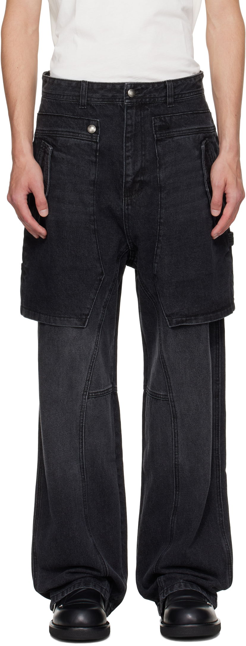 Джинси Andersson Bell Raptor Layered Wide-Leg Jeans чорний | apa838u