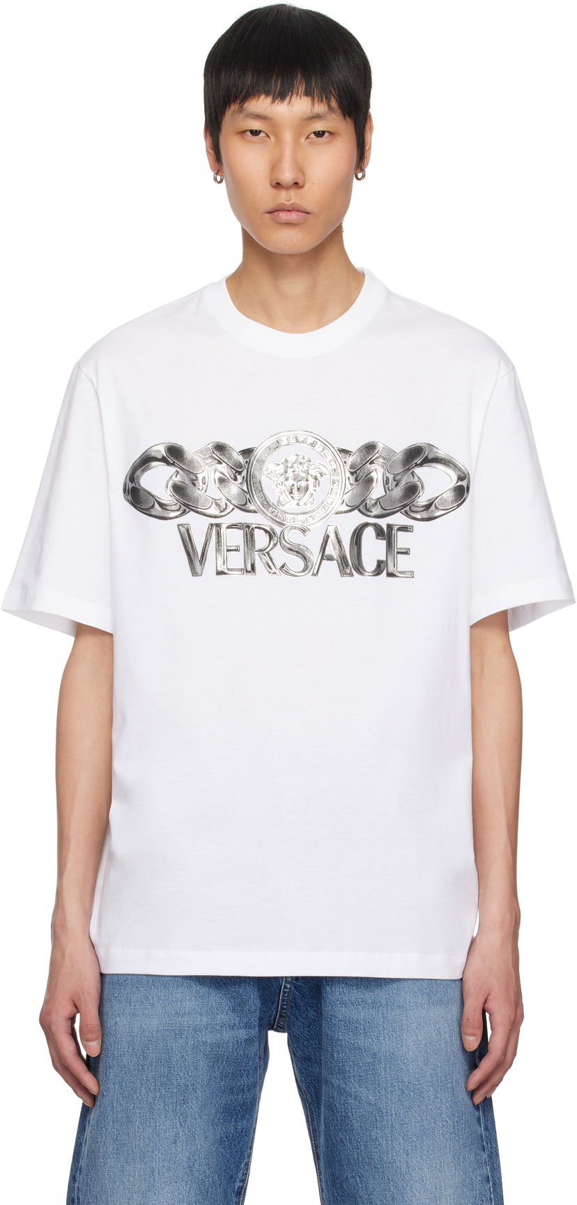 Футболка Versace Versace Medusa On Chain T-Shirt білий | 1013302_1A13405