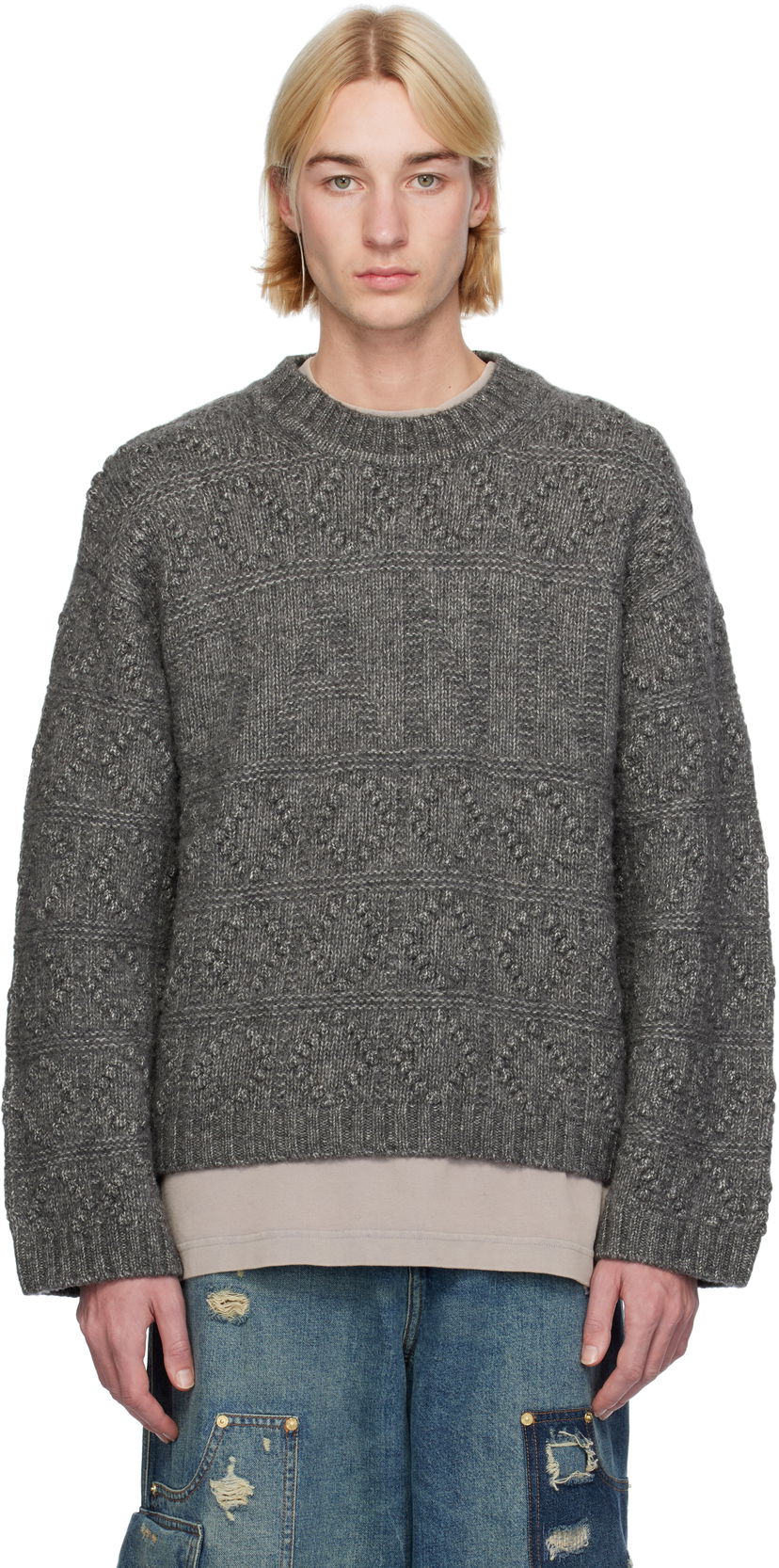 Cветр GANNI Bubble Knit Sweater Сірий | K2338