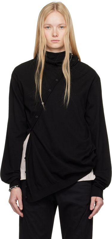 Cветр Post Archive Faction (PAF) 8.0 Center Knit Asymmetrical Hoodie by Post Archive Faction (PAF) чорний | 8.0 KHC-B, 0