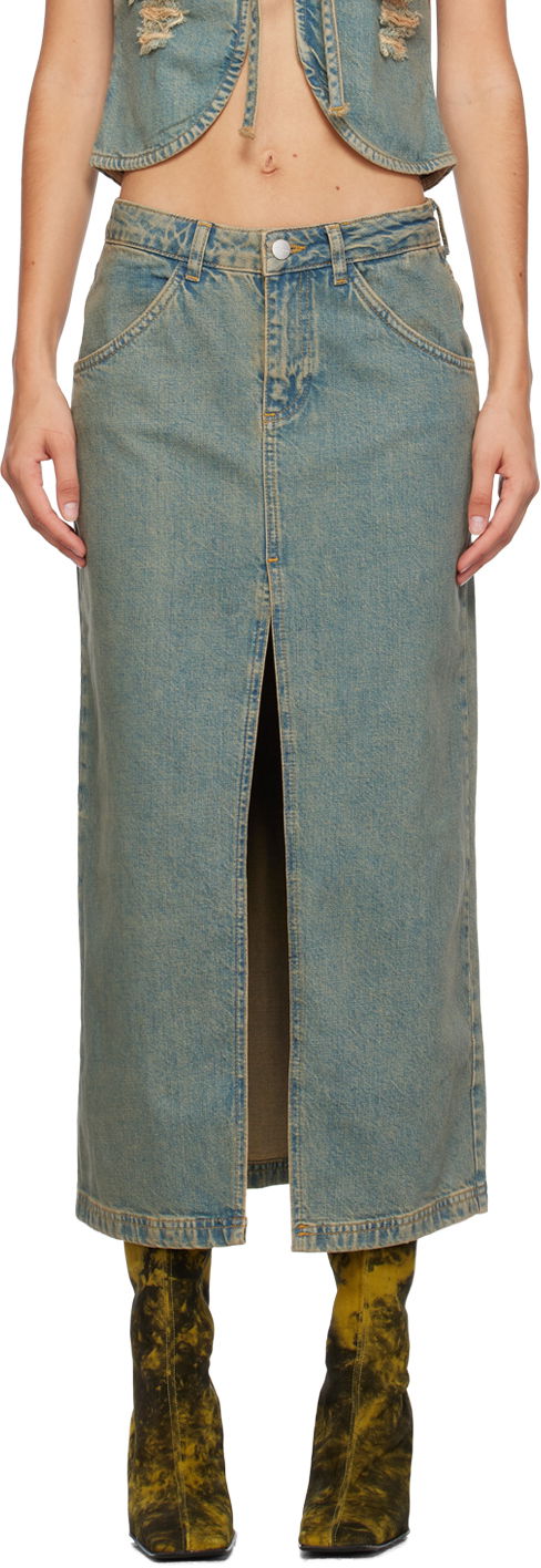 Спідниця Miaou Miaou Rowan Denim Maxi Skirt Синій | 4034SD4GAD
