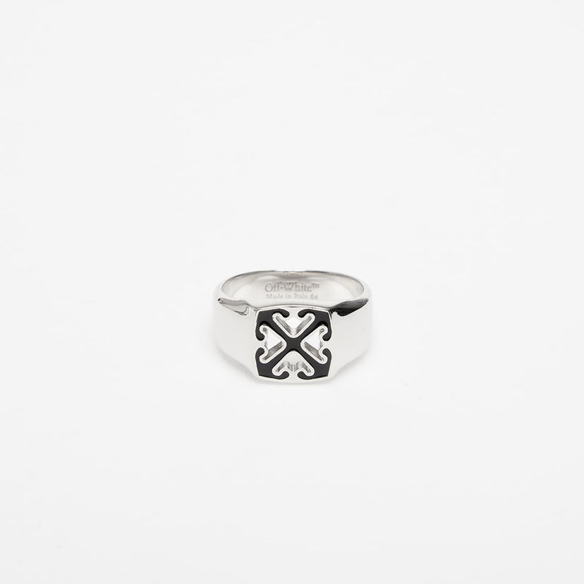 Кільце Off-White Enamel Arrow Ring Silver/ Black Металік | OMOC078C99MET0017210