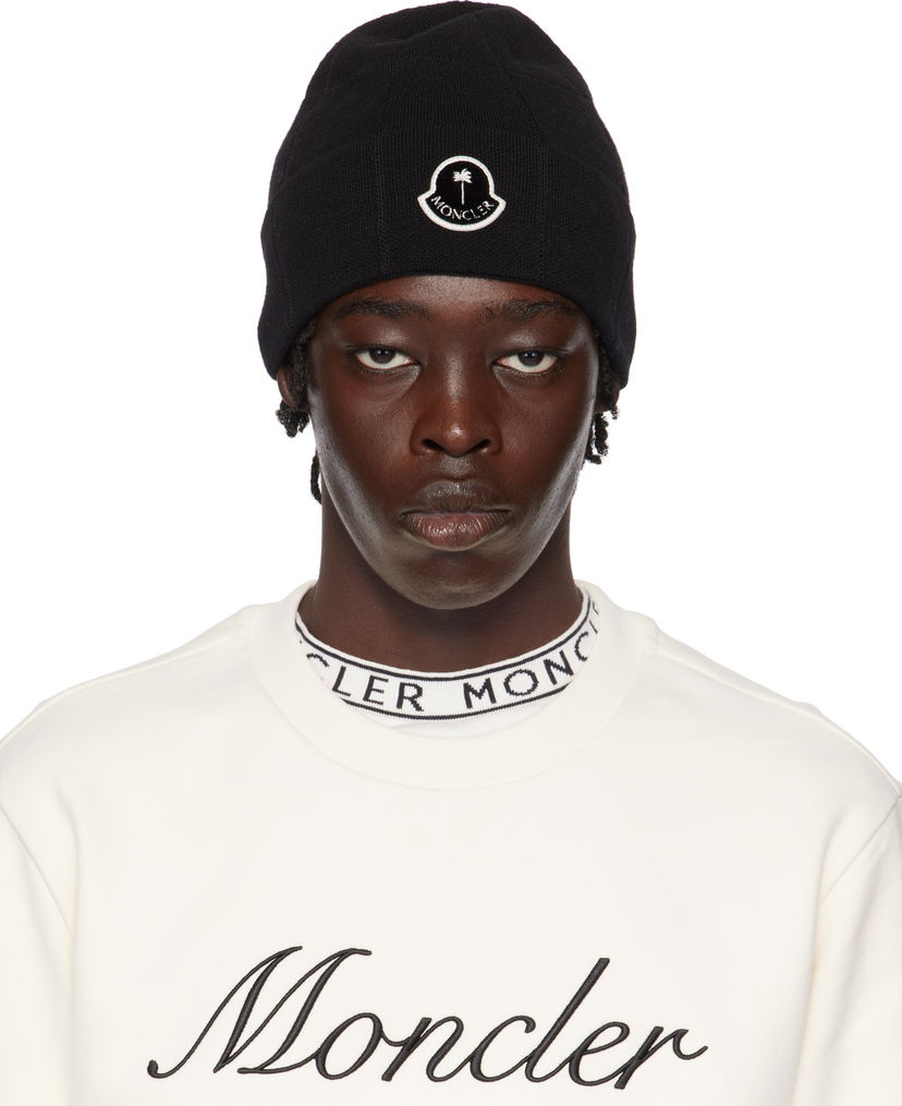 Шапка Moncler Logo Beanie чорний | J209L3G00003M5022