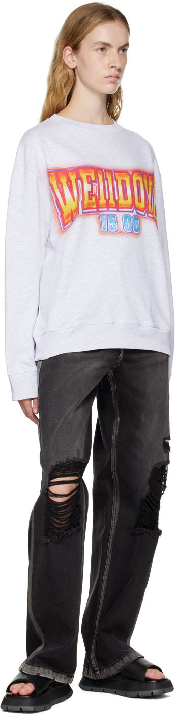 Cветр We11done We11done Crewneck Sweatshirt with Graphic Print Сірий | WD-TS3-22-765-U-GY, 3