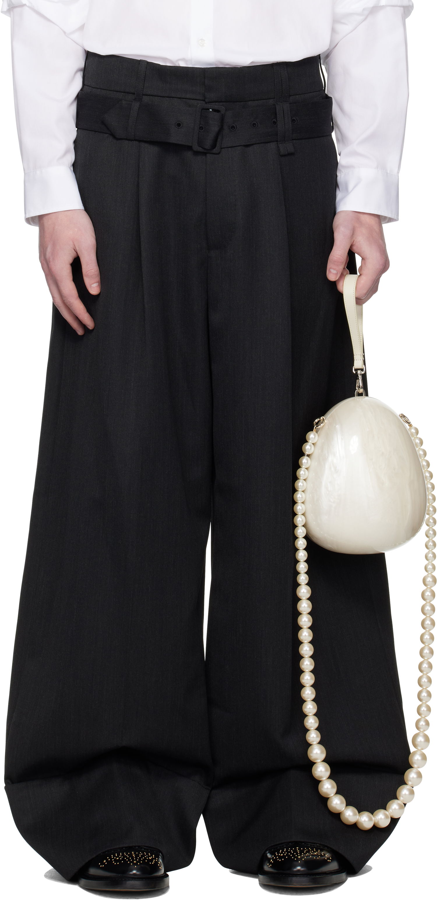 Штани Simone Rocha Simone Rocha Wide Leg Multi Belt Loop Trousers чорний | 4159 1217, 0