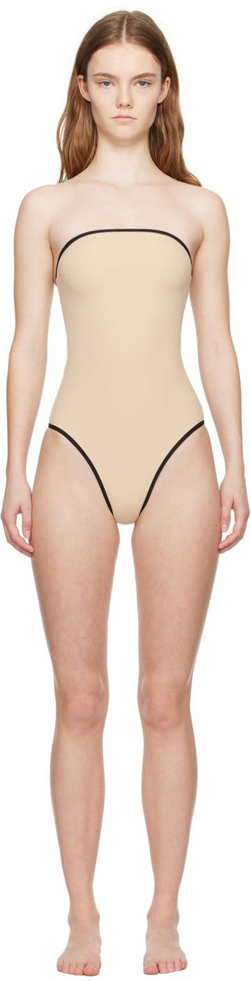 Купальники TOTEME TOTEME Women's Bandeau One-Piece Swimsuit бежевий | 241-WSW1027-FB0097