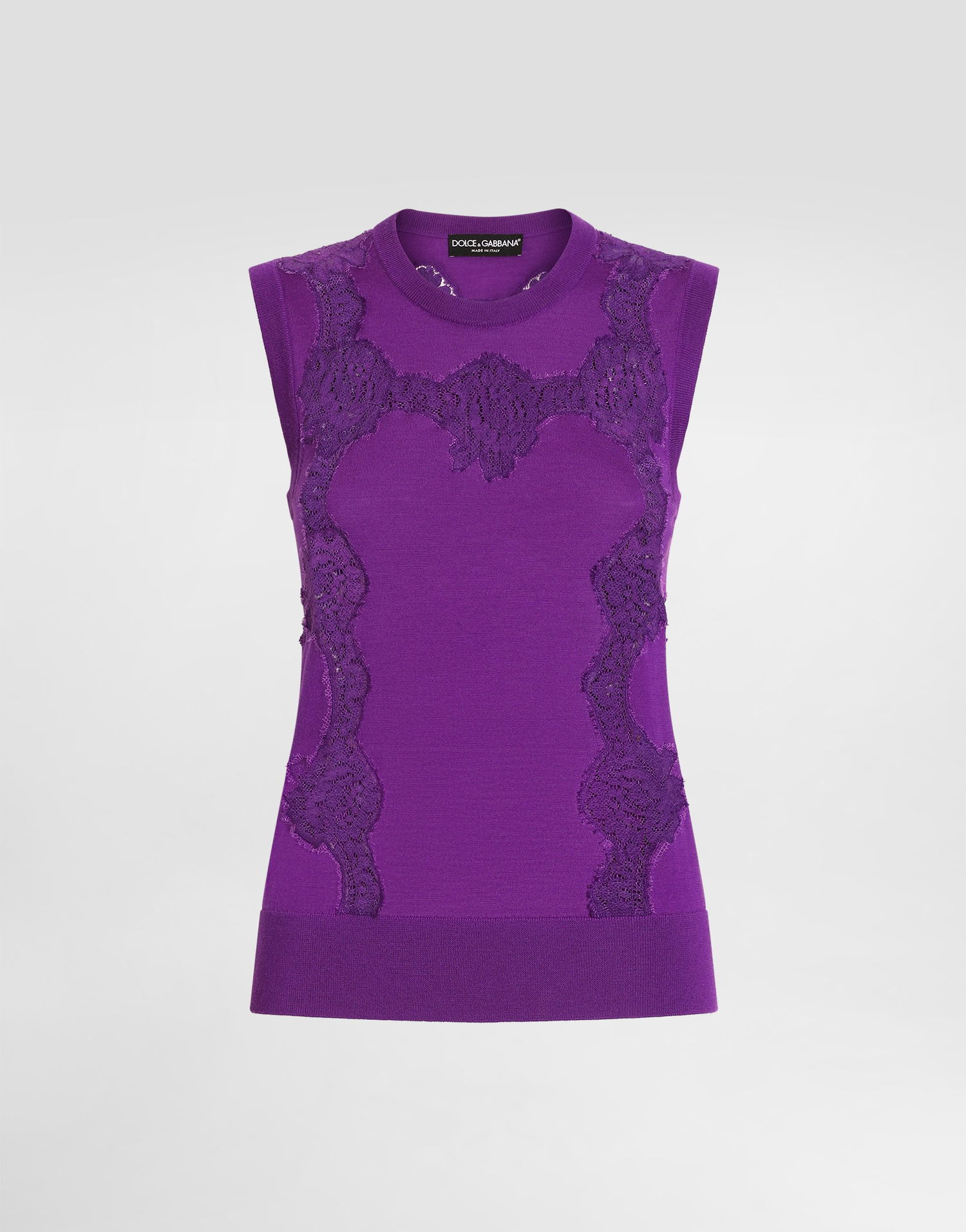 Безрукавка Dolce & Gabbana Dolce & Gabbana Wool and Lace Tank Top Фіолетовий | FXT02TJDVCSF0571, 0