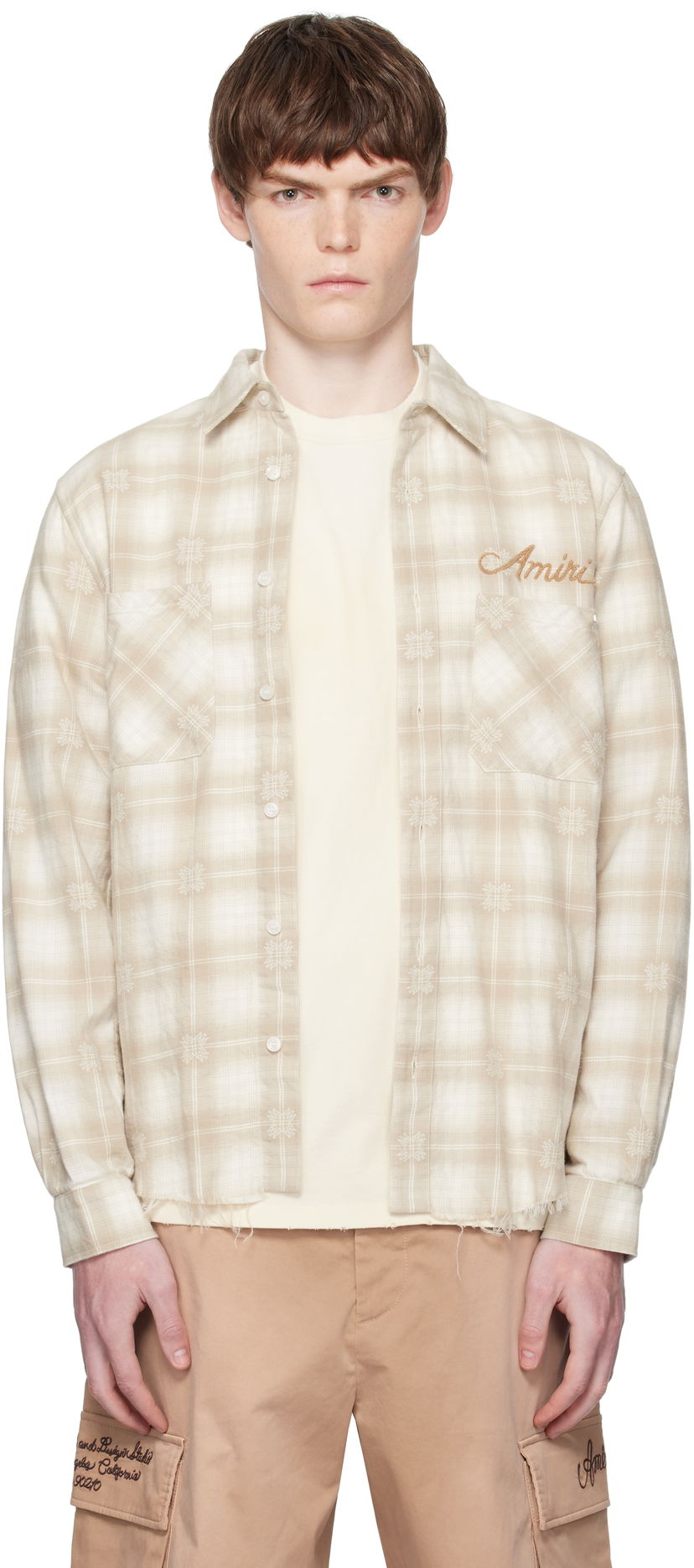 Сорочка AMIRI Amiri Bleach Bandana Patch Flannel Shirt бежевий | AMSTFL1015