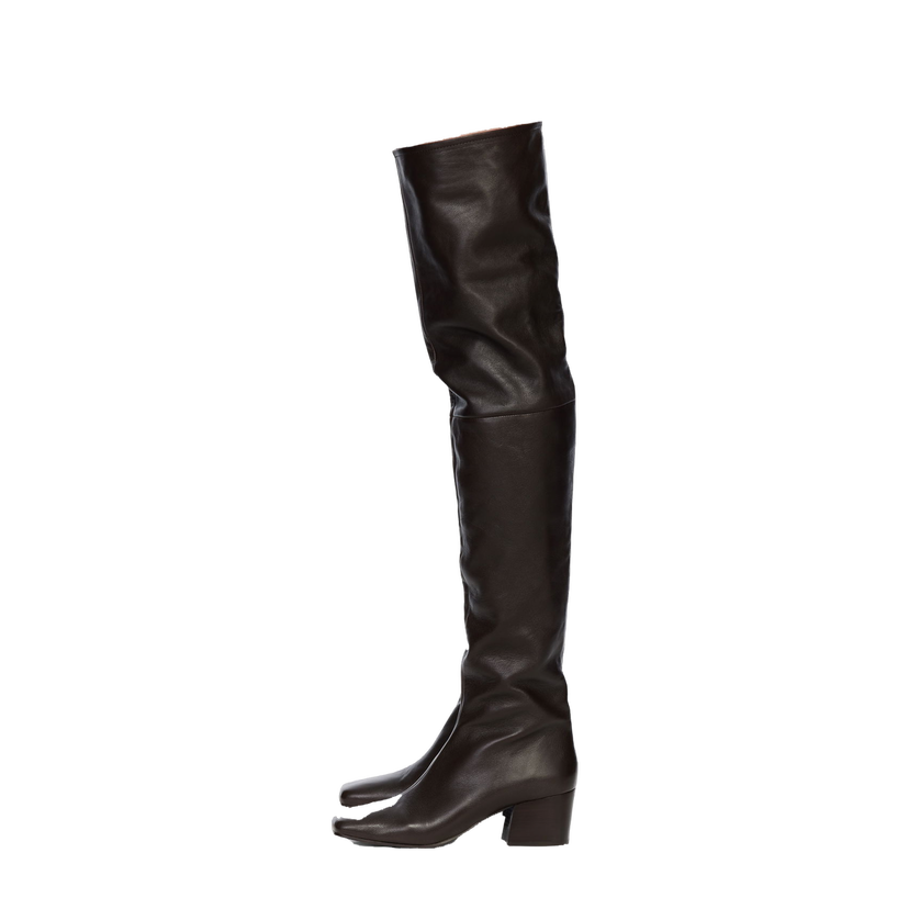 Кросівки та взуття LEMAIRE Knee-High Leather Boots Коричневий | FO0070 LL0043