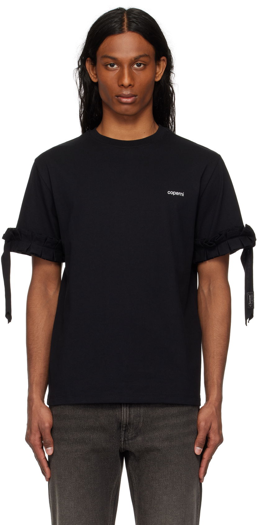 Футболка Coperni Coperni Ruffle Logo Boxy T-Shirt чорний | COPJS133F5028MEN