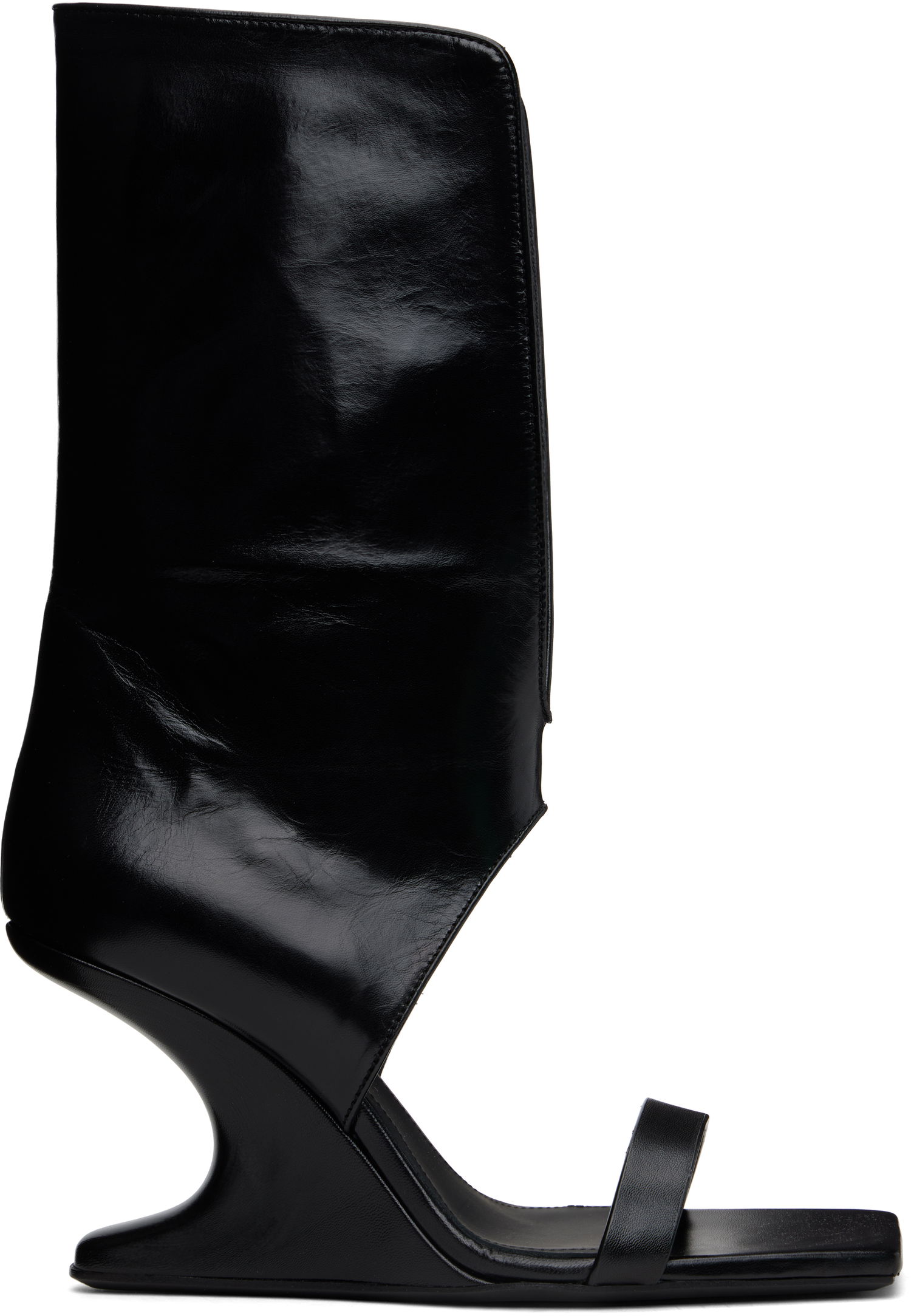 Кросівки та взуття Rick Owens Rick Owens Hollywood Winged Cantilever Heeled Sandals чорний | RP01E7853 LGT, 0