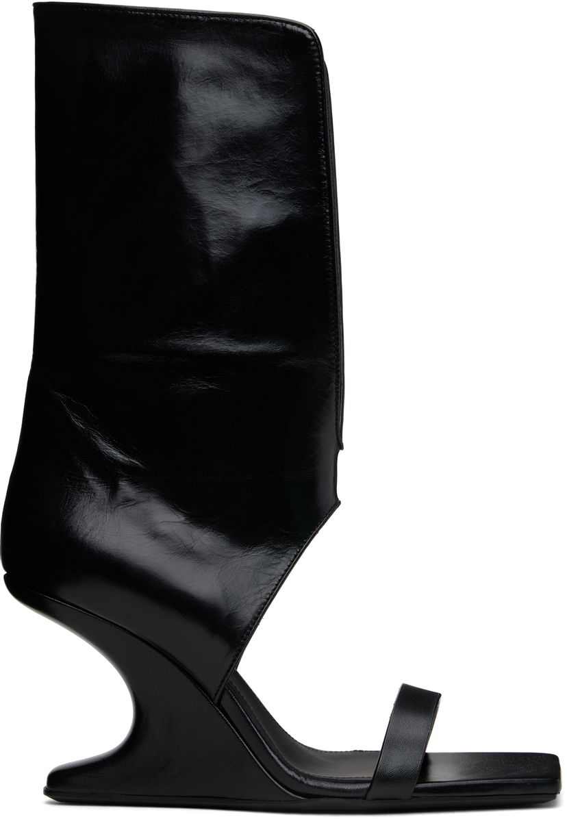 Кросівки та взуття Rick Owens Rick Owens Hollywood Winged Cantilever Heeled Sandals чорний | RP01E7853 LGT