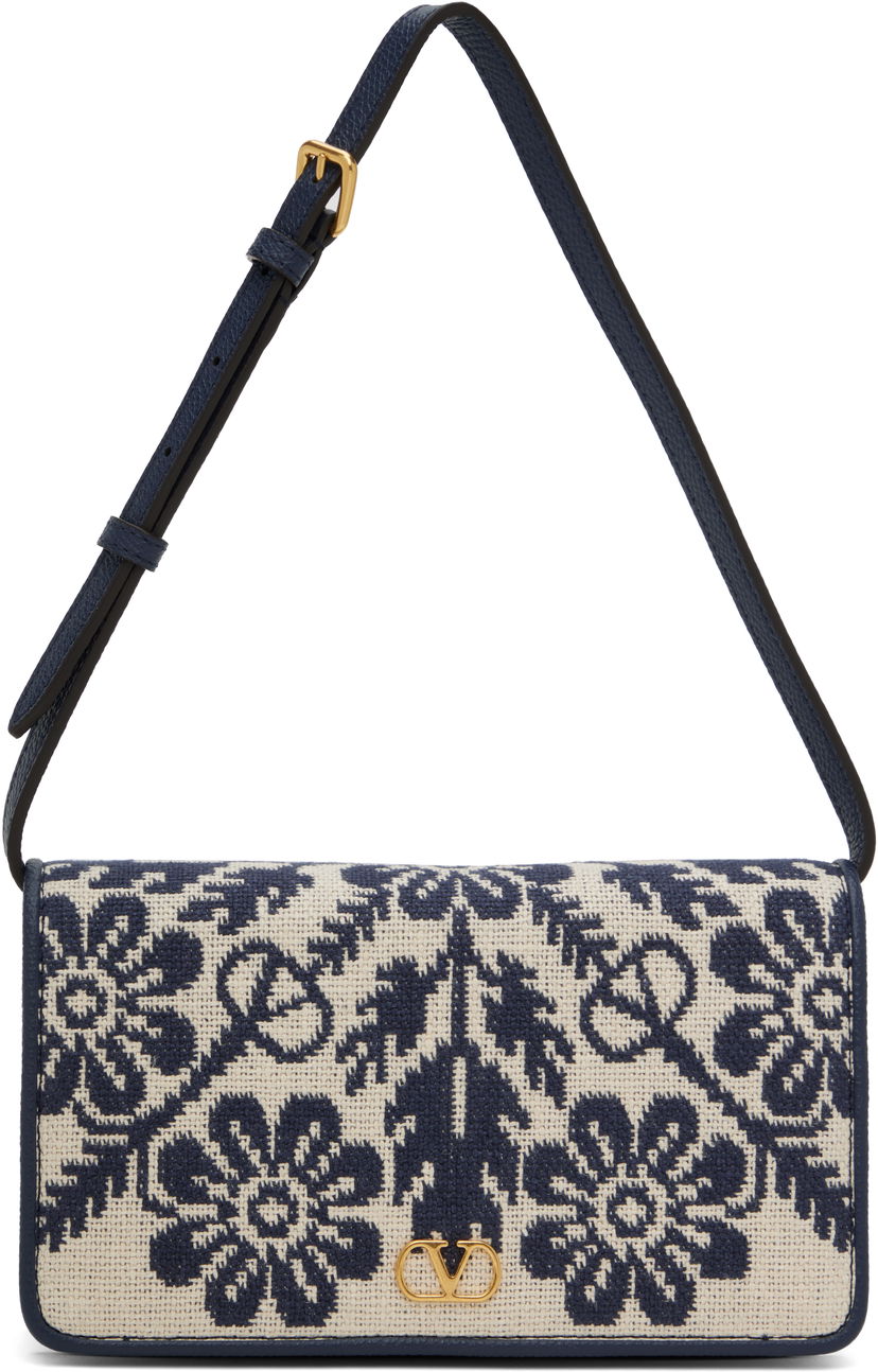 Сумочка Valentino Valentino Garavani VLogo Signature Jacquard Flowers Bag темно-синій | 6W0P0AK8ICD