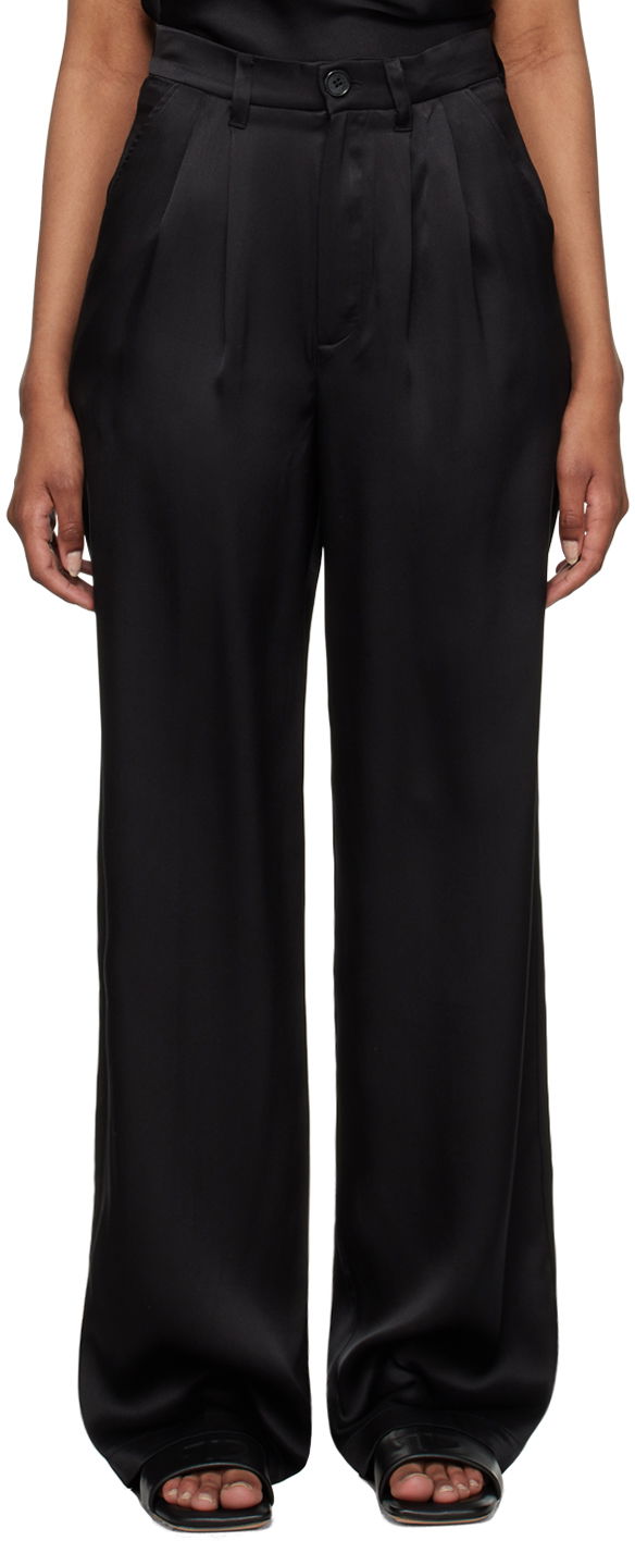 Штани Anine Bing Carrie Satin Wide Leg Trousers чорний | A-03-3269-000B