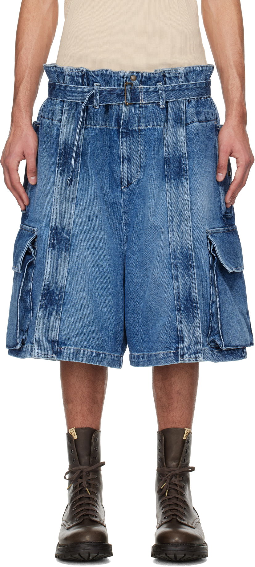 Шорти HED MAYNER Hed Mayner Denim Cargo Shorts Синій | HMMA67025A-HA191