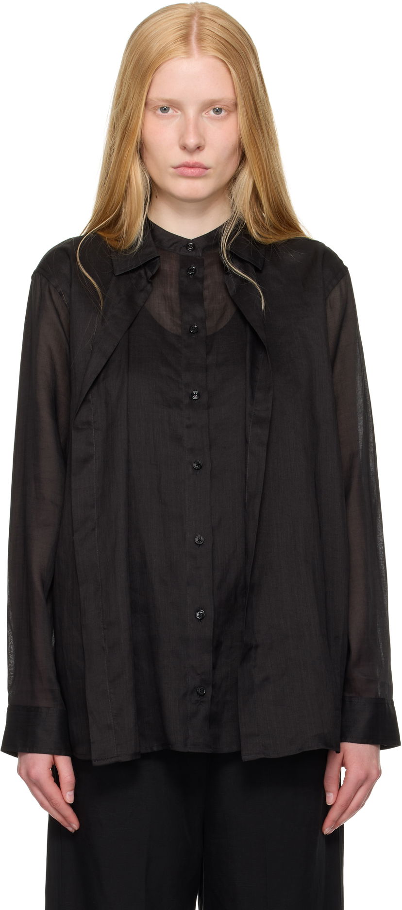 Сорочка TOTEME TOTEME Double Collar Linen Shirt чорний | 253-WRT0544-FB0434