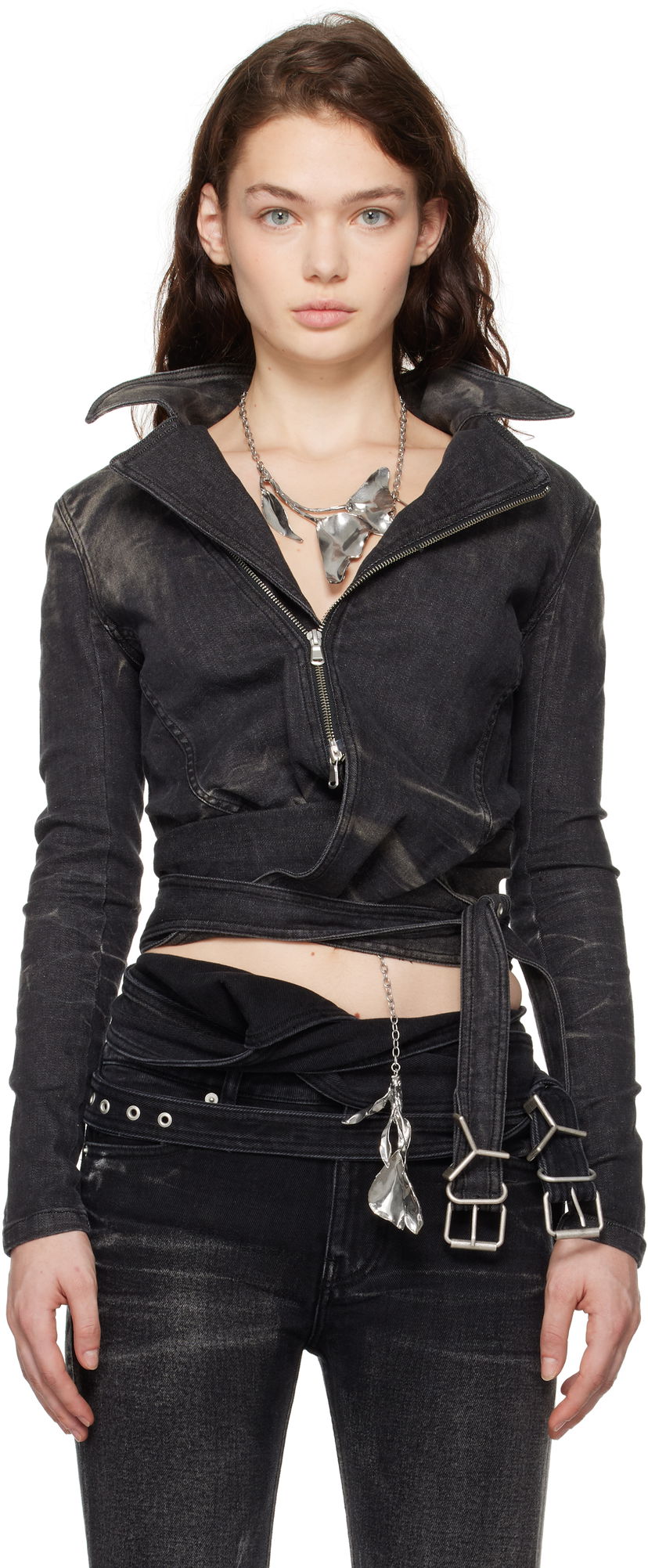 Куртка Y/PROJECT Fitted Denim With Wrap чорний | 107JA002