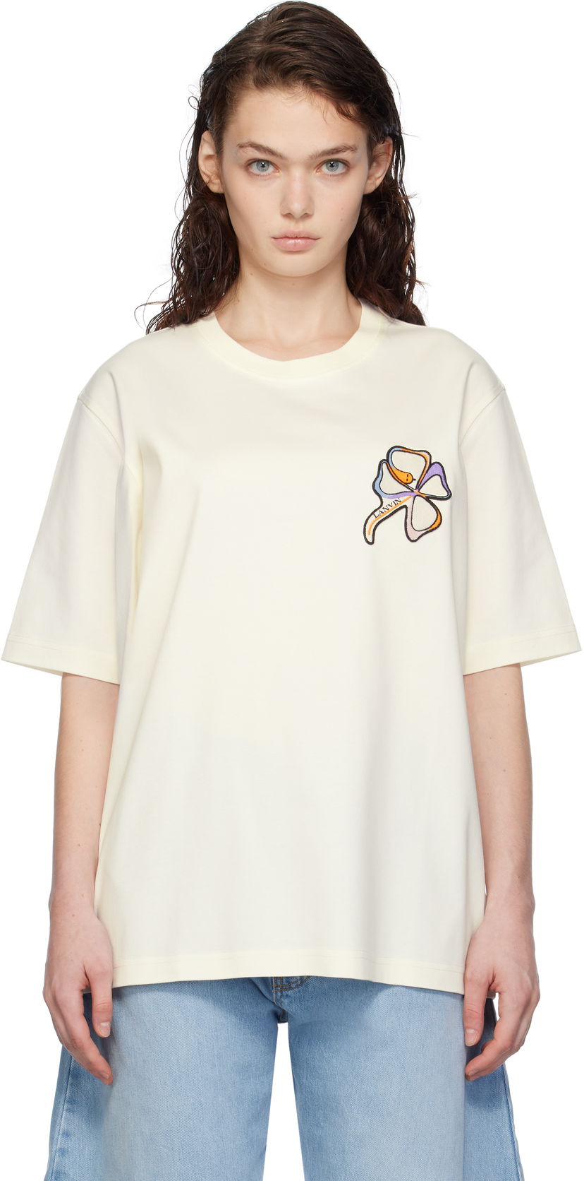 Футболка LANVIN Clover Snake Patch T-shirt білий | RU-TS0010-J156-H24