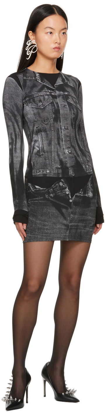 плаття Jean Paul Gaultier Jean Paul Gaultier Trompe L'œil Printed Minidress чорний | 23/15-F-RO076-J530-0002, 3