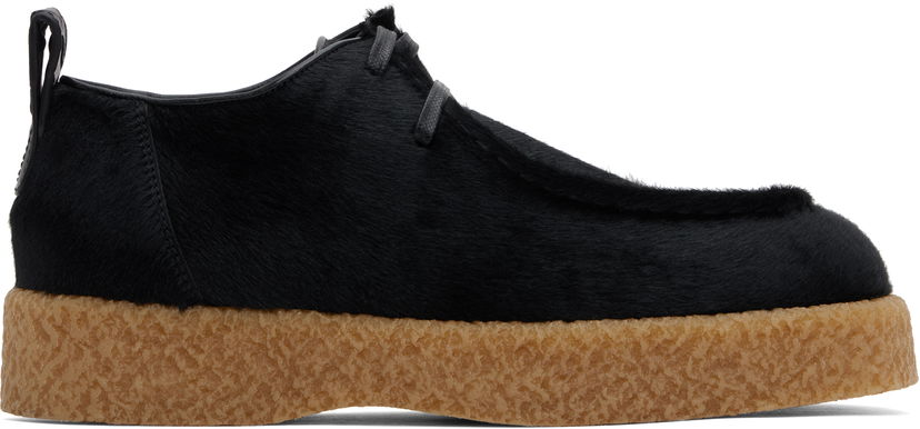 Кросівки та взуття Bottega Veneta Torino Hairy Lace-Up Derbys with Crepe Soles чорний | 806448V2CU01000