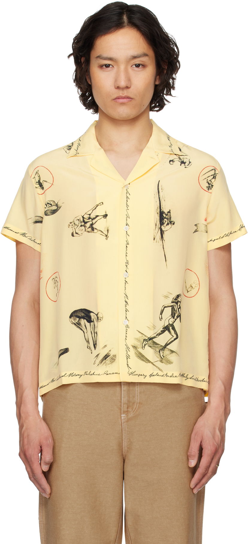Сорочка Bode Bode Games Print Relaxed-Fit Camp Collar Shirt Жовтий | MRS25SH020