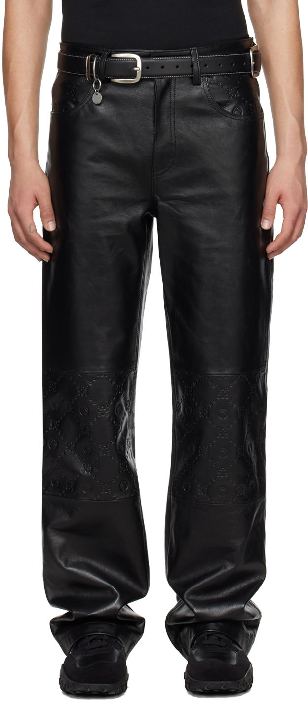 Штани Marine Serre Marine Serre Embossed Leather Pants чорний | MPA013 CLEA0030