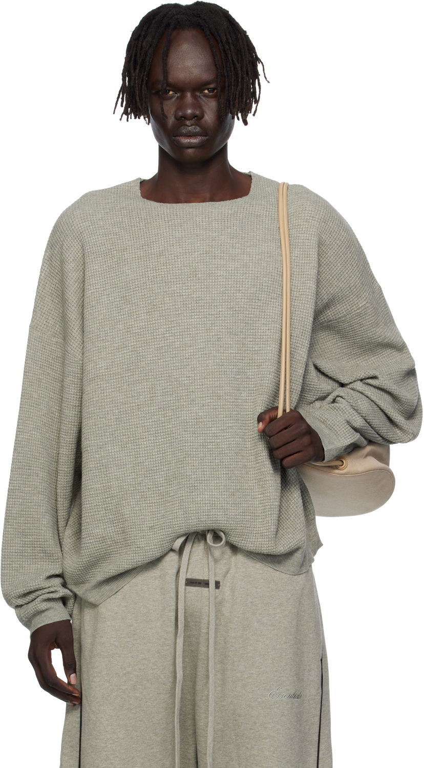 Світшоти Fear of God Fear of God ESSENTIALS Waffle Long Sleeve Crewneck Sweatshirt Сірий | 192SP256165F