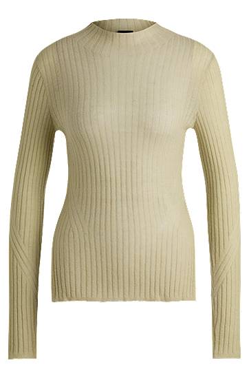 Cветр BOSS Slim Fit Wool Blend Ribbed Sweater Зелений | 50519155