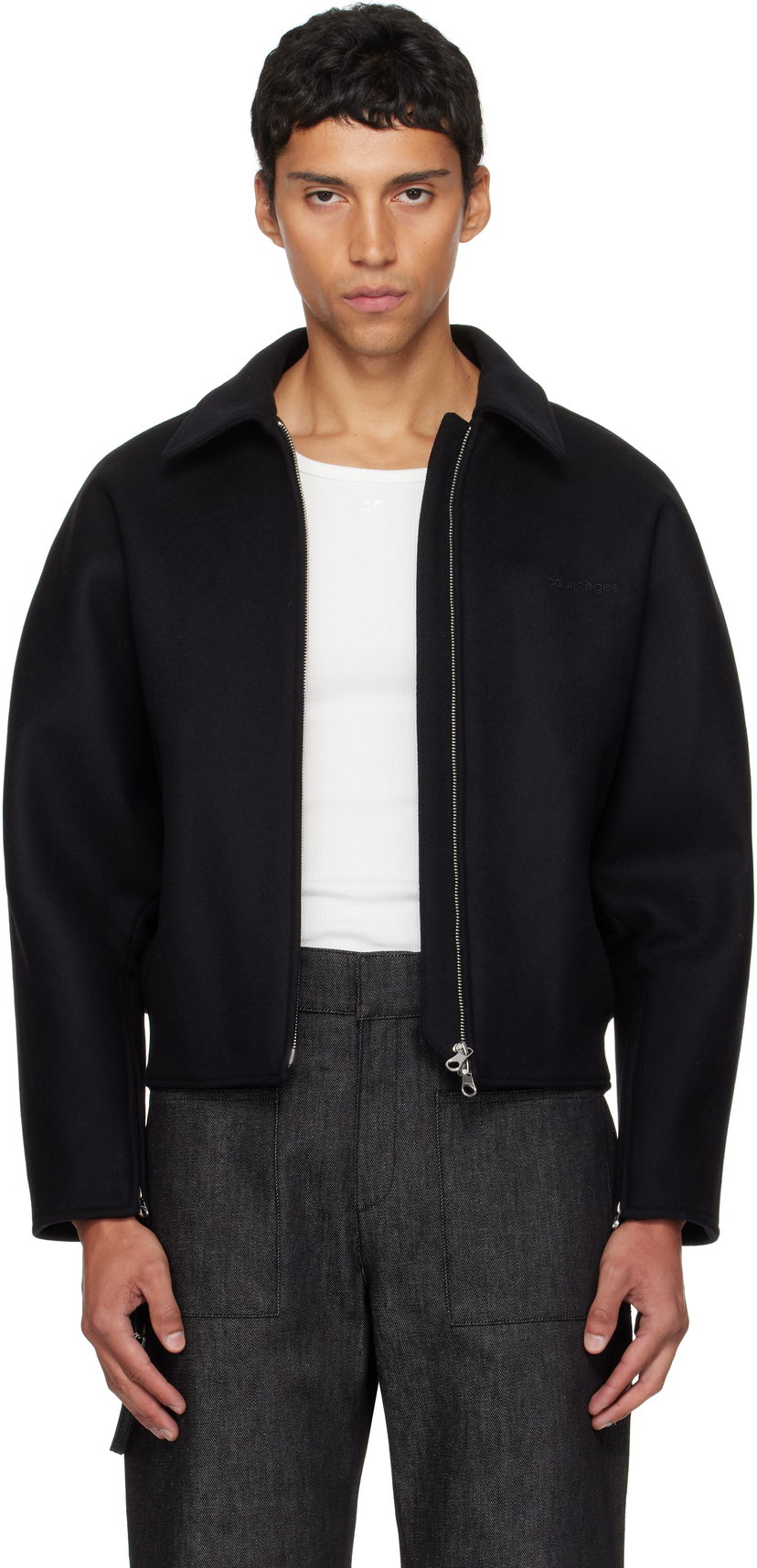 Куртка бомбер Courrèges Courrèges Embroidered Wool Bomber Jacket чорний | 325CBL308WO0118