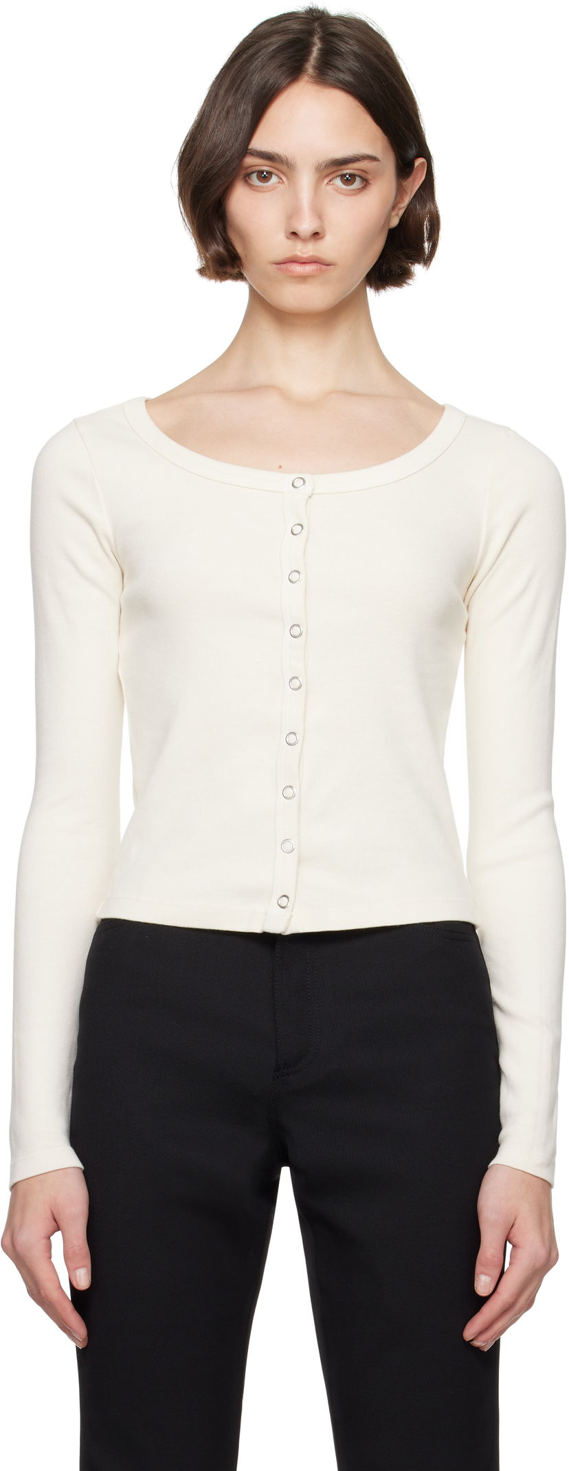 Cветр RE/DONE Re/Done Hanes Edition Scoop Neck Long Sleeve Top білий | 787-02WSCNKCD
