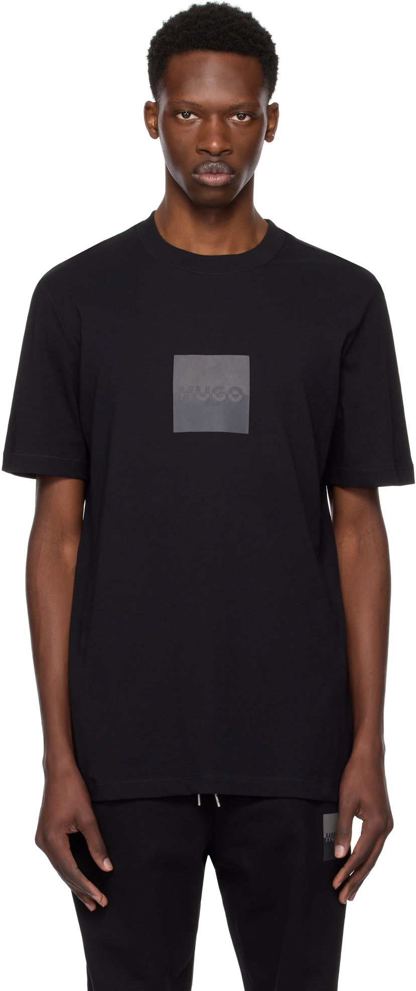 Футболка BOSS Hugo Cotton Jersey Split Logo T-Shirt чорний | 50542784