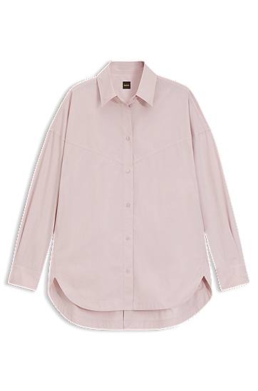 Сорочка BOSS Oversized Cotton Poplin Blouse Рожевий | 50543546
