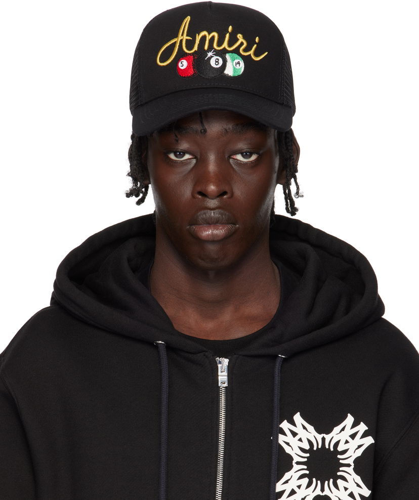 Кепка AMIRI Trucker Cap With Billiards Logo чорний | AMHATR1021