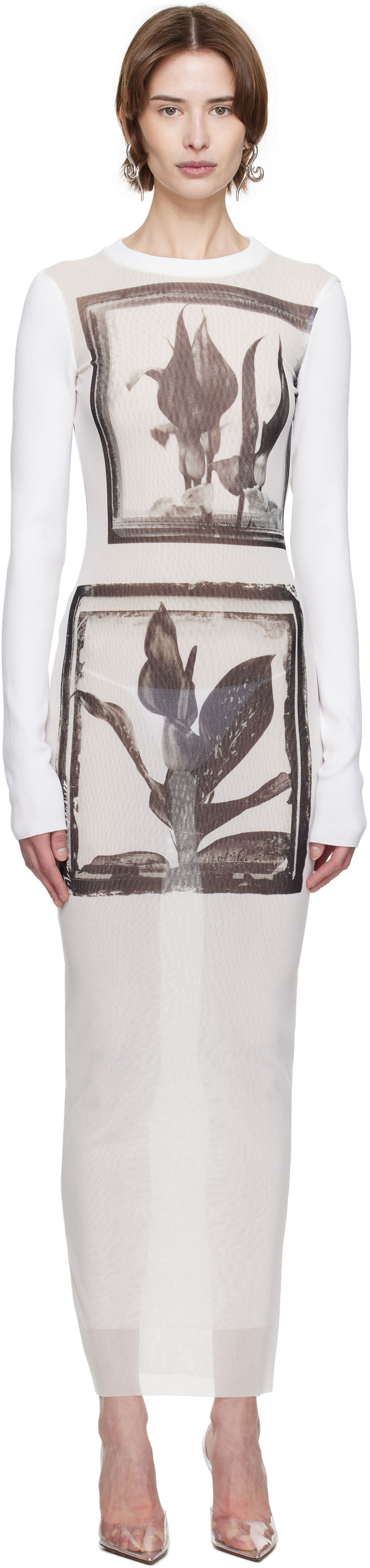 плаття Jean Paul Gaultier Jean Paul Gaultier Flowers Cadres Maxi Dress білий | 25/33-F-RO359-T579-010200