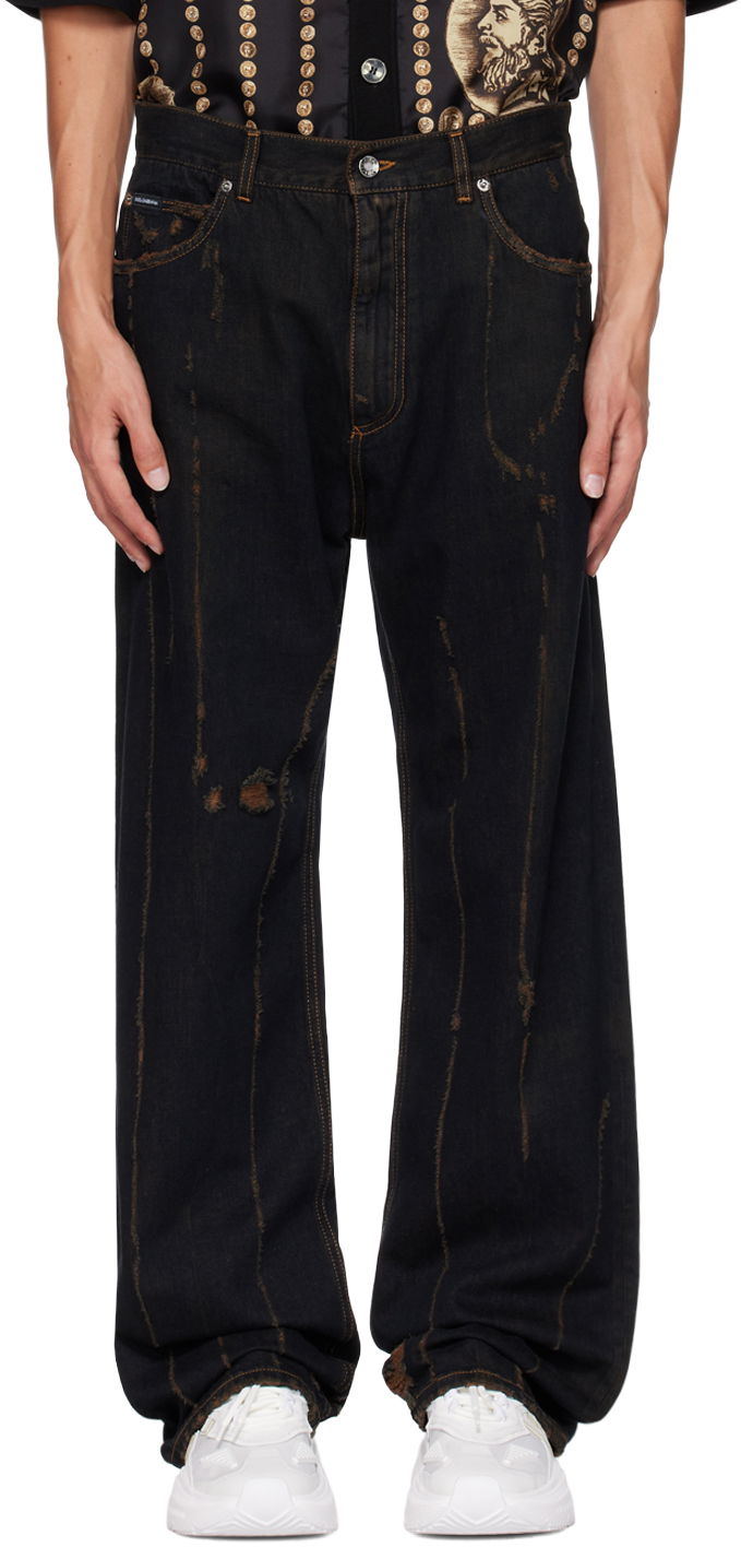 Джинси Dolce & Gabbana Black Wide-Leg Jeans чорний | GWVNXDG8JF0